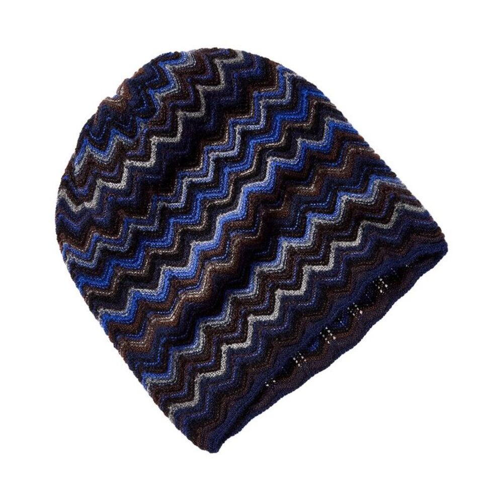 Forte Cashmere Zig Zag Stitch Cashmere Hat, Blue
